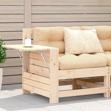 Vidaxl – Canapé de jardin accoudoir en bois massif pin – Dimensions 69x62x70,5 cm – Table d'appoint 58x25 cm – Pour configurations modulables