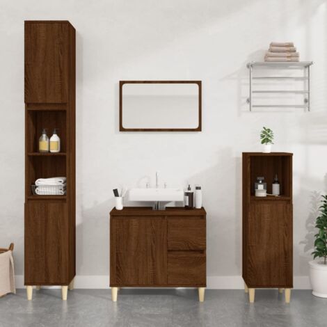 Armoire de bain chêne marron 30x30x100 cm bois d'ingénierie vidaXL (1/5)