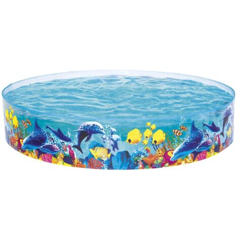 Bestway – Piscine Fill 'N Fun Odyssey 244x46 cm – Matériau PVC robuste – Capacité 2074 L – Graphiques colorés récif de corail