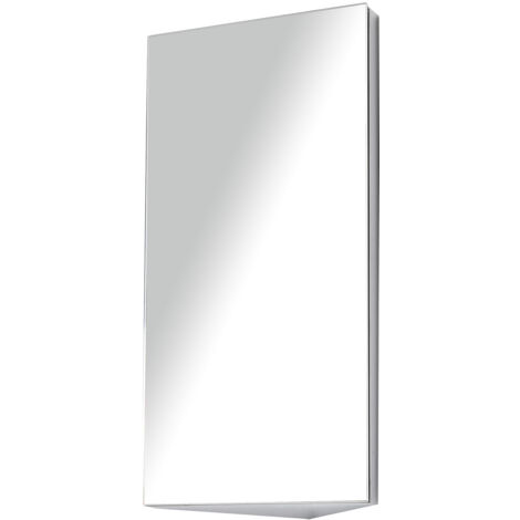 Armoire Miroir Salle de Bain Armoire de Toilette Murale Meuble d'angle 2 étagères dim. 30L x 18,4l x 60H cm Acier INOX. (1/5)