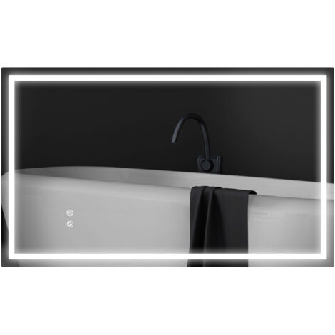Miroir salle de bain éclairage LED miroir lumineux salle de bain mural interrupteur tactile lumière 3 couleurs 80x100cm