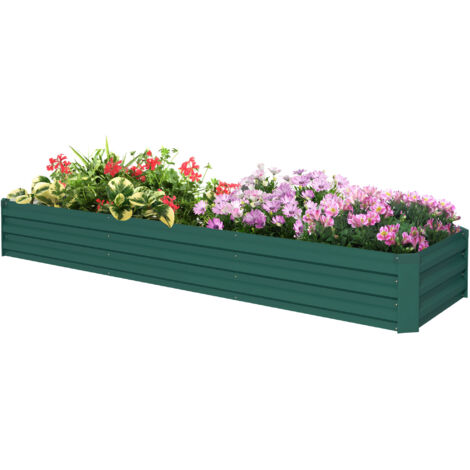 Carré potager rectangulaire, lit de jardin surélevé en acier galvanisé, fond ouvert, 240 x 60 x 30 cm, vert (1/5)