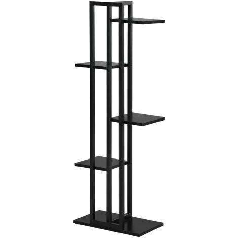 Étagère à fleurs en acier 5 niveaux intérieur et extérieur support de plantes pour jardin balcon salon 40x22x113cm noir (1/5)