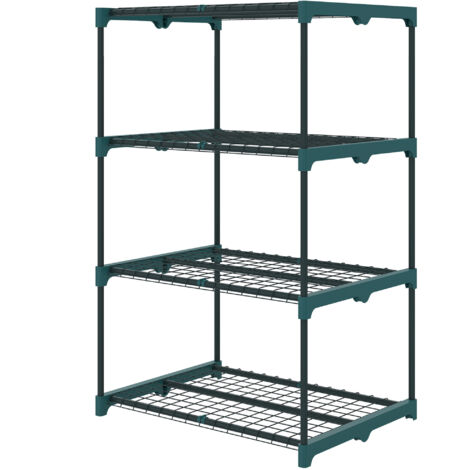 Étagère à fleurs en acier 4 niveaux intérieur et extérieur support de plantes pour jardin balcon salon 67x49x105cm vert (1/5)