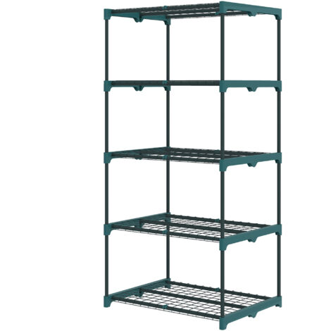 Étagère à fleurs en acier 5 niveaux intérieur et extérieur support de plantes pour jardin balcon salon 67x49x138cm vert (1/5)