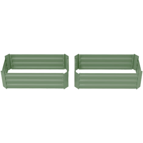 Lot de 2 carré potager de jardin dim. 100L x 50l x 30H cm - tôle d'acier ondulée vert (1/5)