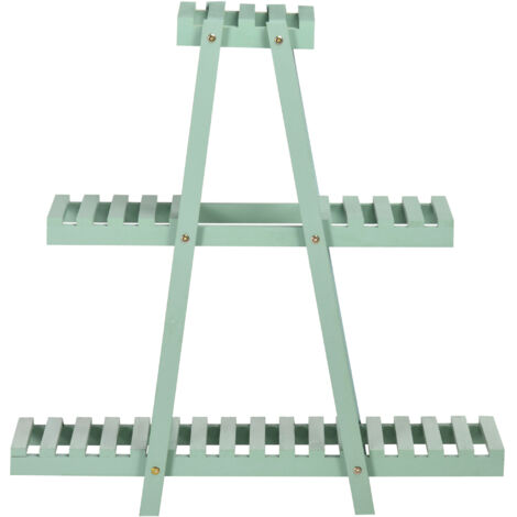 Étagère à plantes en bois étagère à fleurs support de pots de fleurs 3 niveaux 76 x 26 x 76 cm vert (1/5)