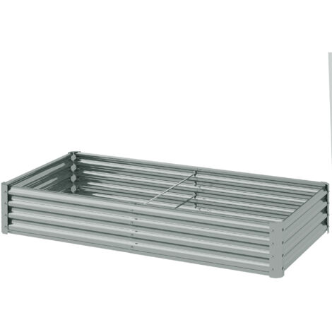Carré potager rectangulaire, lit de jardin surélevé en acier galvanisé, fond ouvert, 180 x 90 x 30 cm, gris argenté (1/5)