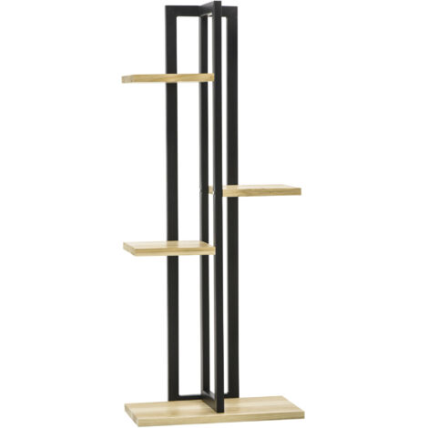 Étagère à plantes escalier fleurs 4 niveaux de différentes hauteurs style industriel en bois 45 x 25 x 110 cm (1/5)