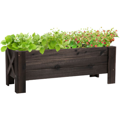 Jardinière sur Pieds bac à Fleurs dim. 100L x 36l x 36H cm Inserts d'irrigation Inclus Bois Massif Sapin traité (1/5)