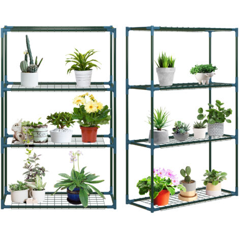 Lot de 2 Étagères à Fleurs en acier 4 Niveaux Intérieur et Extérieur, support de plantes 70 x 27 x 110 cm, vert (1/5)