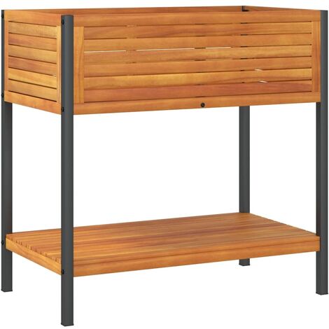 Jardinière et étagère 80x45x80 cm bois massif d'acacia et acier vidaXL (1/6)