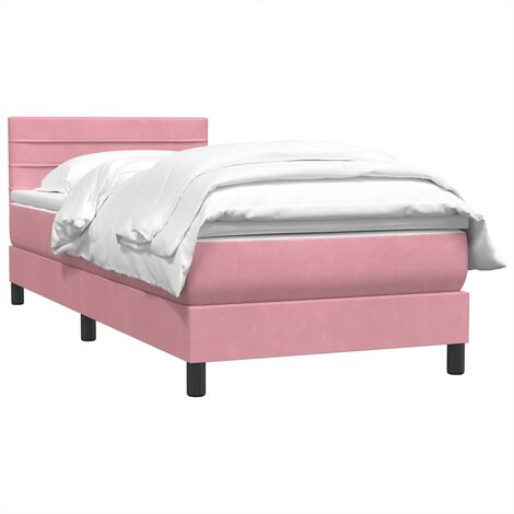Sommier à lattes de lit avec matelas rose 80x220 cm velours vidaXL