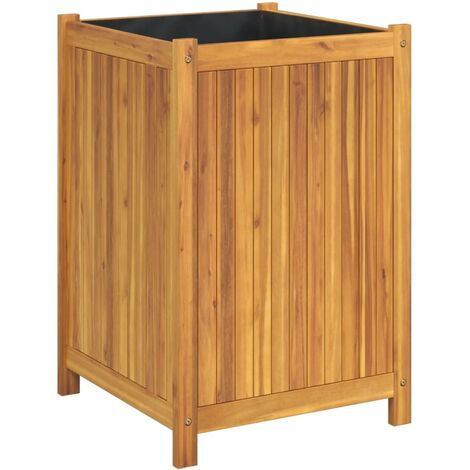 Jardinière avec doublure 50x50x75 cm bois massif d'acacia vidaXL