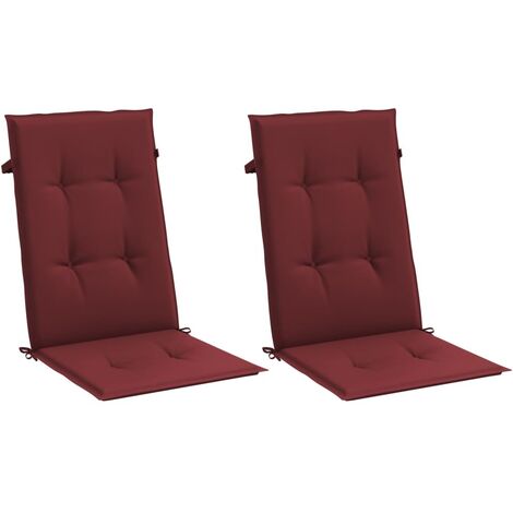 Coussins de chaise dossier haut lot de 2 rouge bordeaux mélangé vidaXL (1/5)
