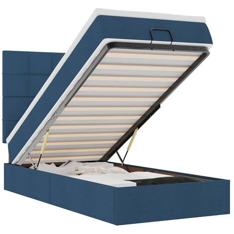 Lit ottoman avec matelas et LED Bleu 90x200 cm Tissu vidaXL (1/5)