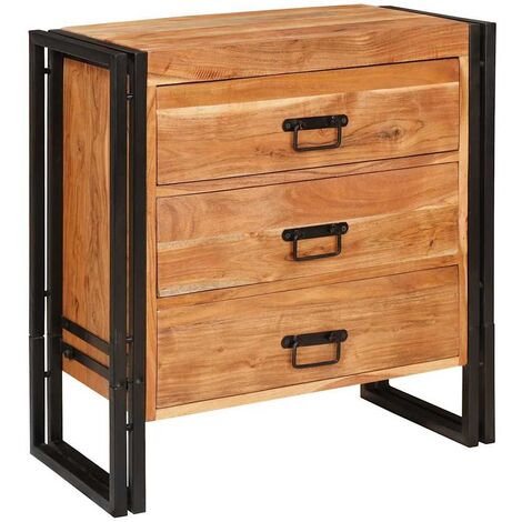 vidaXL Buffet avec tiroir Marron 66 x 33 x 70 cm Bois d'Acacia Massif (1/5)