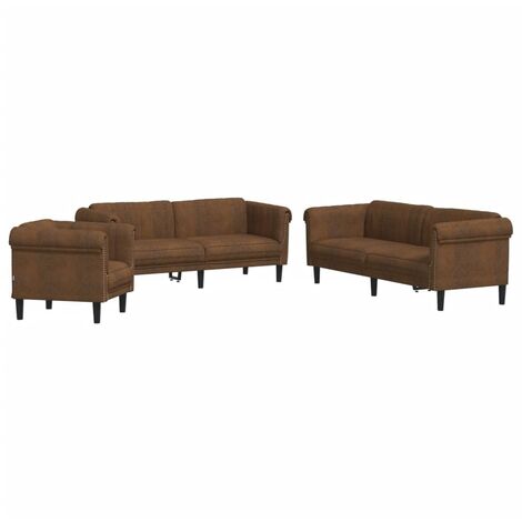 Ensemble de canapés 3 pcs marron velours vidaXL (1/5)
