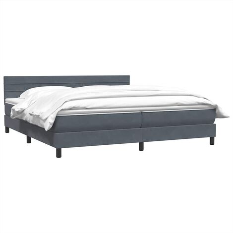 Sommier à lattes de lit et matelas gris foncé 180x210cm velours vidaXL