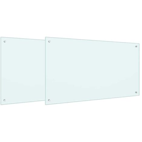 vidaXL Crédence de cuisine 2 pcs Blanc 100 x 60 cm verre trempé