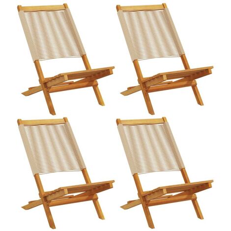 Chaises de jardin pliantes lot de 4 beige bois d'acacia massif vidaXL
