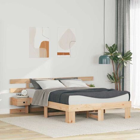 Cadre de lit avec tête de lit Marron 120 x 200 cm Pin massif vidaXL (1/5)