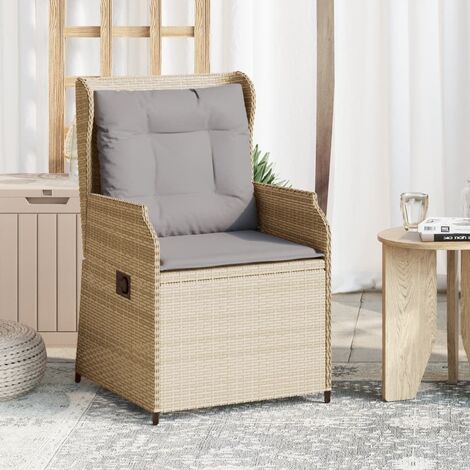Chaises inclinables de jardin lot de 2 et coussins beige rotin vidaXL929607