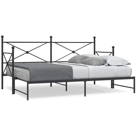 Lit de jour et lit gigogne sans matelas noir 90x190 cm acier vidaXL (1/5)