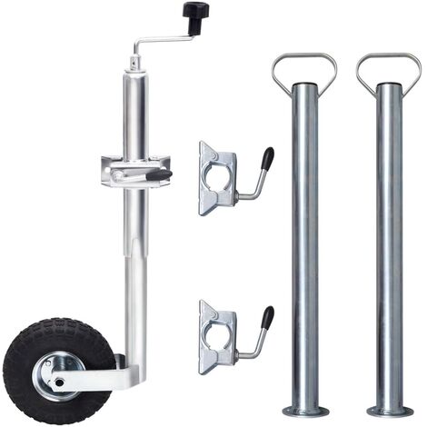 Roue jockey 48 mm avec 2 tubes de support et 3 pinces fendues vidaXL (1/5)