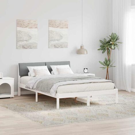 vidaXL Cadre de lit avec tête de lit Blanc et gris clair 160 x 200 cm (1/5)