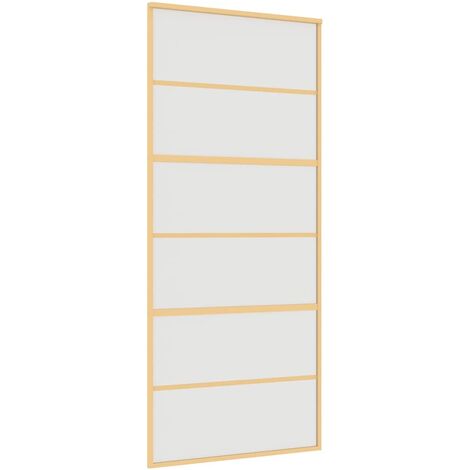 Porte coulissante doré 90x205 cm verre ESG dépoli et aluminium vidaXL