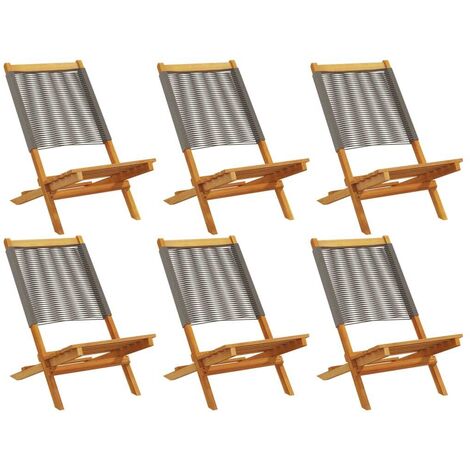 Chaises de jardin pliables lot de 6 gris bois d'acacia massif vidaXL