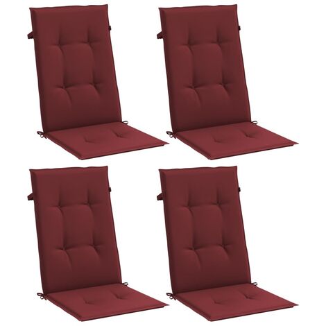 Coussins de chaise dossier haut lot de 4 rouge bordeaux mélangé vidaXL