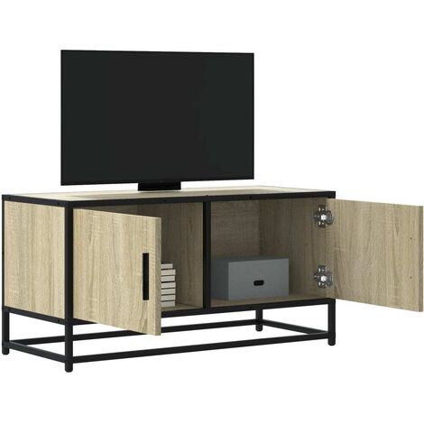vidaXL Meuble TV chêne sonoma 80x34,5x40 cm bois d'ingénierie et métal (1/5)