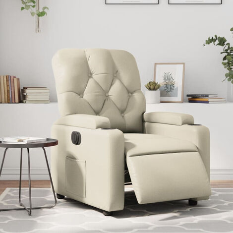 Fauteuil inclinable électrique Crème Similicuir vidaXL