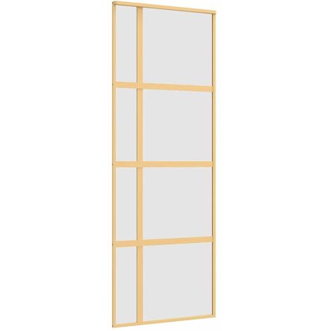 Porte coulissante doré 76x205 cm verre ESG dépoli et aluminium vidaXL