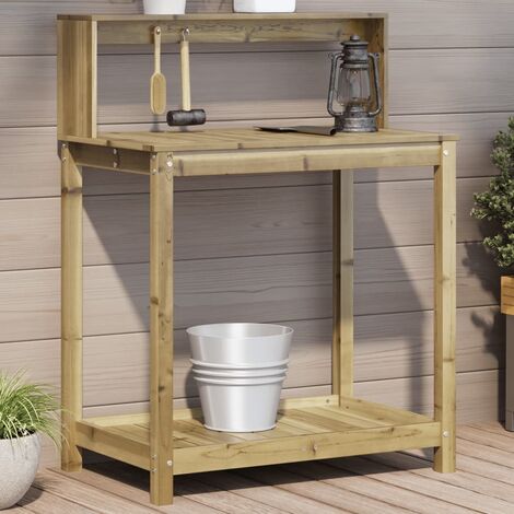 Table de rempotage avec étagères bois de pin imprégné vidaXL