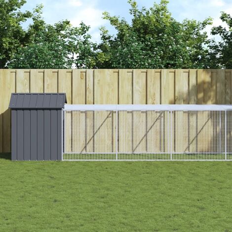 Poulailler avec cour anthracite 117x813x123 cm acier galvanisé vidaXL