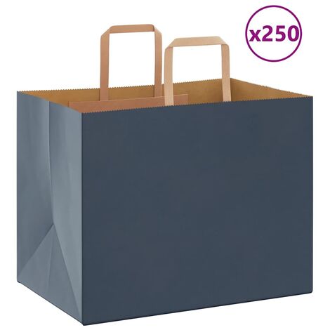 Sacs en papier 250 pcs avec poignées bleu 32x22x24 cm vidaXL
