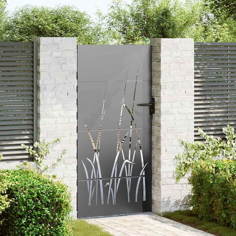Vidaxl – Porte de jardin en acier noir 85 x 175 cm – Résistante aux intempéries – Design découpé au laser – Avec verrouillage