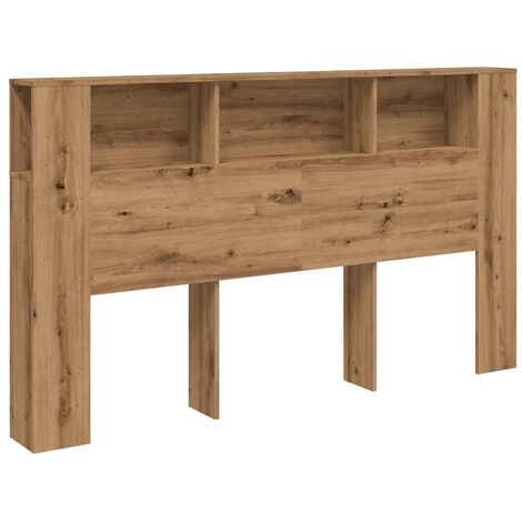 Vidaxl – Tête de lit chêne artisanal 180x18,5x102,5 cm – Bois d'ingénierie durable – 3 compartiments de rangement – Facile à nettoyer