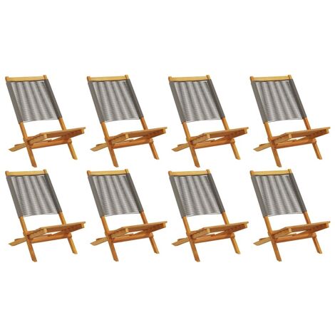 Chaises de jardin pliables lot de 8 gris bois d'acacia massif vidaXL