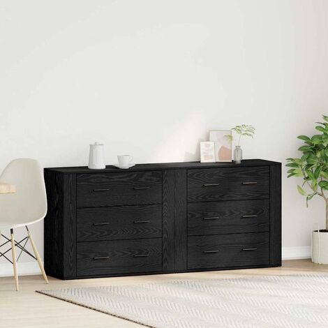 vidaXL Buffet Chêne noir 160 x 33 x 70 cm Bois d'ingénierie (1/5)