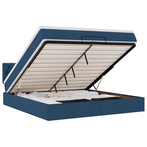 Cadre de lit ottoman avec matelas bleu 180x200 cm tissu vidaXL (1/5)