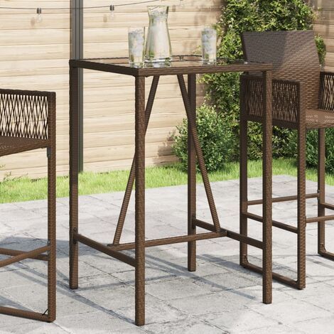 Table de bar d’extérieur marron 70x70x110 cm résine tressée vidaXL