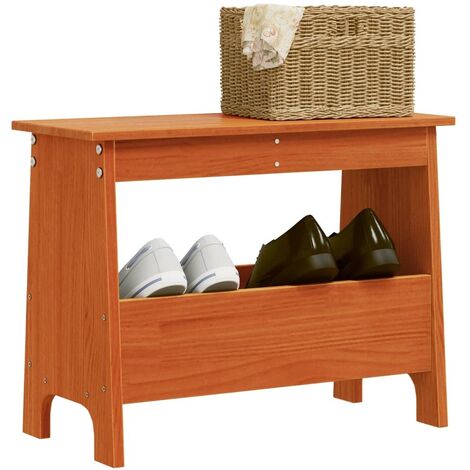 Banc d'entrée cire marron 60x28x45 cm bois de pin massif vidaXL