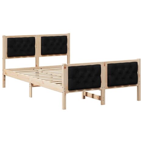 Cadre de lit avec tête de lit Noir 120 x 190 cm Pin massif vidaXL (1/5)
