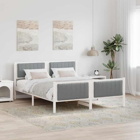 Cadre de lit avec tête de lit Blanc et gris clair 160 x 200 cm vidaXL (1/5)