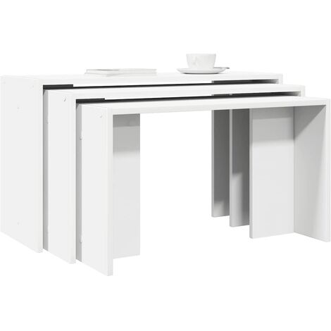 Vidaxl – Tables gigognes 3 pcs – Bois d'ingénierie blanc – Dimensions 68/74/80 x 29 x 39/42/45 cm – Design contemporain et empilable