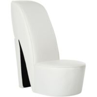 Vidaxl – Fauteuil crapaud enfant en forme de chaussure à talon haut – Similicuir blanc – Dimensions 43x82,5x85,5 cm – Capacité 110 kg